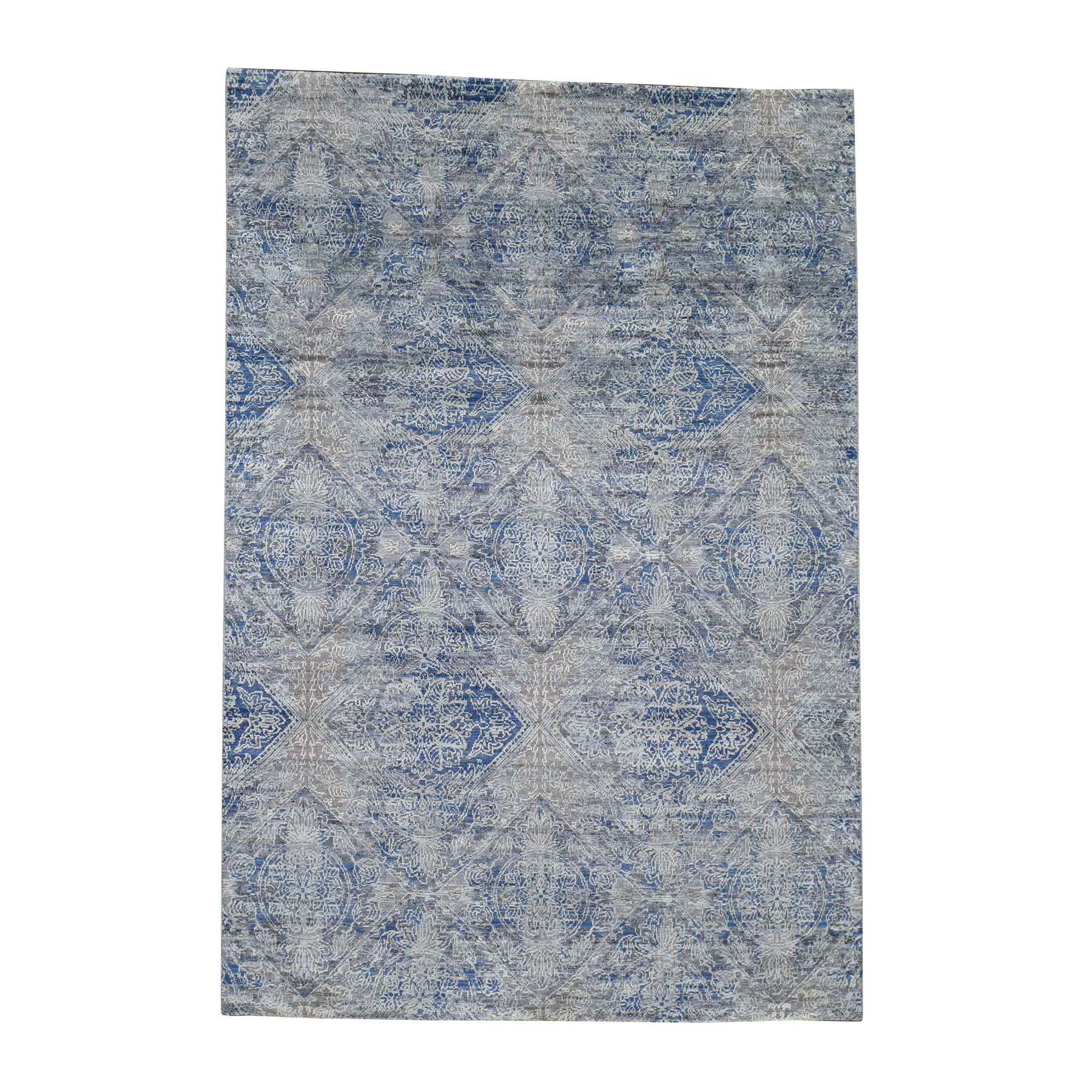N/A Silk Hand-Knotted Area Rug 4'9
